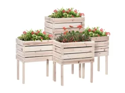 Outsunny Garten-Bett Set Tannenholz Kunststoff Natur 50L x 30B x 60H cm