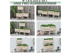 Outsunny Garten-Bett Set Tannenholz Kunststoff Natur 50L x 30B x 60H cm