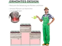 Outsunny Garten-Bett Set Tannenholz Kunststoff Natur 50L x 30B x 60H cm