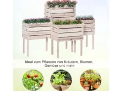 Outsunny Garten-Bett Set Tannenholz Kunststoff Natur 50L x 30B x 60H cm