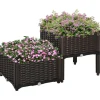 Outsunny Hochbeet Kunststoff Braun 2-teilig 40cm x 40cm x 44cm