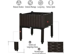 Outsunny Hochbeet Kunststoff Braun 2-teilig 40cm x 40cm x 44cm