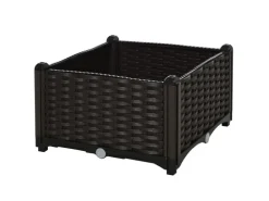 Outsunny Hochbeet Kunststoff Braun 2-teilig 40cm x 40cm x 44cm