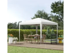 Outsunny Pavillon Stahl PE Weiß 270L x 270B x 254H cm