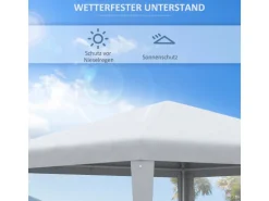 Outsunny Pavillon Stahl PE Weiß 270L x 270B x 254H cm