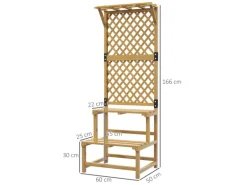 Outsunny Pflanzenständer aus Holz mit 2 Ebenen & Rankhilfe Gelb 60 x 50 x 166 cm