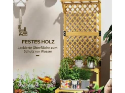 Outsunny Pflanzenständer aus Holz mit 2 Ebenen & Rankhilfe Gelb 60 x 50 x 166 cm