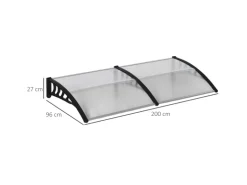 Outsunny Pultvordach Vordach für Haustür 200 x 96 x 27 cm mit UV Schutz Schwarz