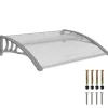 Outsunny Vordach für Haustür Polycarbonat Silber 100L x 75B x 23H cm
