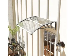 Outsunny Vordach für Haustür Polycarbonat Silber 100L x 75B x 23H cm