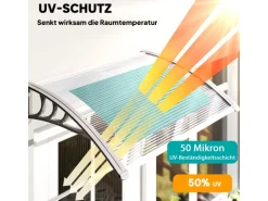 Outsunny Vordach für Haustür Polycarbonat Silber 100L x 75B x 23H cm