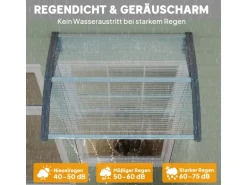 Outsunny Vordach für Haustür Polycarbonat Silber 100L x 75B x 23H cm