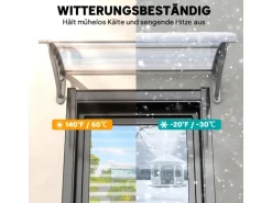 Outsunny Vordach für Haustür Polycarbonat Silber 100L x 75B x 23H cm