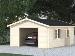 Palmako Garage Roger ohne Tor 450 x 550 cm Lackiert Weiß FSC®