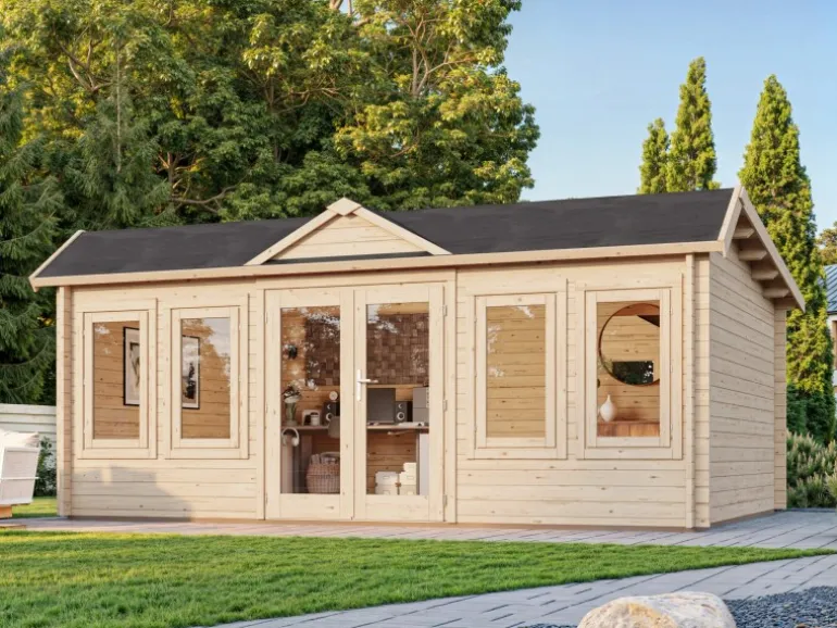 Palmako Gartenhaus Claudia Pent 530 x 380 cm Tauchgrundiert Hellbraun FSC®