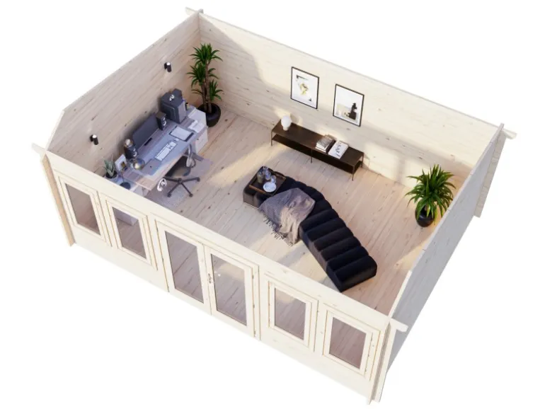 Palmako Gartenhaus Claudia Pent 530 x 380 cm Tauchgrundiert Hellbraun FSC®