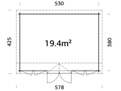 Palmako Gartenhaus Claudia Pent 530 x 380 cm Tauchgrundiert Hellbraun FSC®