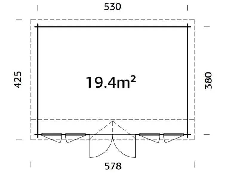 Palmako Gartenhaus Claudia Pent 530 x 380 cm Tauchgrundiert Hellbraun FSC®