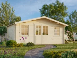 Palmako Gartenhaus Klara 484 x 360 cm Lackiert Grau-Weiß FSC®