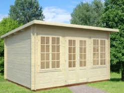 Palmako Gartenhaus Lisa 400 x 300 cm Lackiert Hellgrau-Anthrazit FSC®