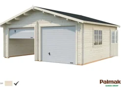 Palmako Holzgarage Roger mit Sektionaltor Klar tauchgrundiert 575 cm x 510 cm