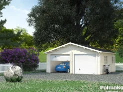 Palmako Holzgarage Roger mit Sektionaltor Klar tauchgrundiert 575 cm x 510 cm