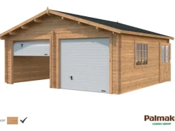 Palmako Holzgarage Roger mit Sektionaltor Braun tauchgrundiert 575 cm x 510 cm