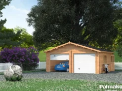 Palmako Holzgarage Roger mit Sektionaltor Braun tauchgrundiert 575 cm x 510 cm