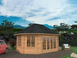 Palmako Holz-Pavillon Hanna Braun tauchgrundiert BxT: 571 cm x 421 cm