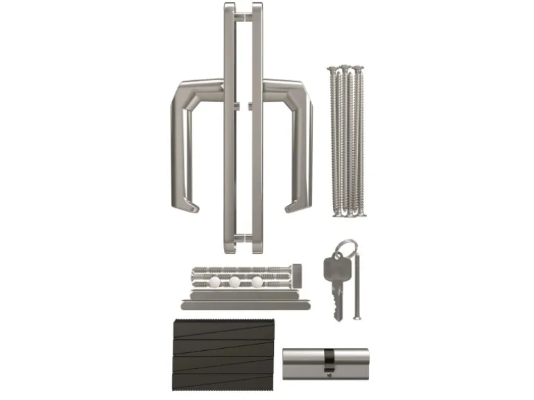 Panto Griffgarnitur-Montage-Set Silber 92/8/10 mm für Haus- & Nebeneingangstüren