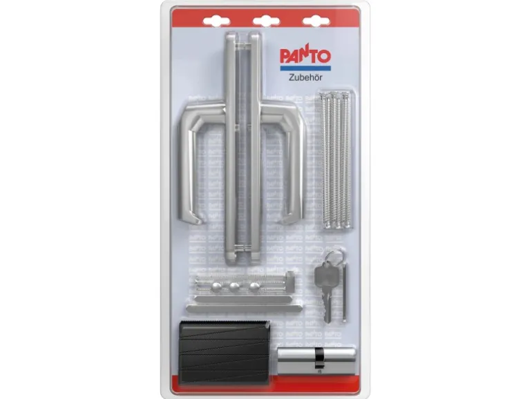 Panto Griffgarnitur-Montage-Set Silber 92/8/10 mm für Haus- & Nebeneingangstüren