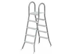Poolomio Edelstahlleiter mit Handlauf 4-stufig für Pools bis 140 cm