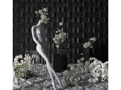 PROFHOME 159823 3D Wandpaneel Wandvertäfelung Akustikpaneel 0,36 m2 60 cm x 4,4 cm x 60 cm Weiß