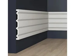 PROFHOME 659806 3D Wandpaneel Wandvertäfelung Akustikpaneel Stuckleiste 2 m 200 cm x 2 cm x 24 cm Weiß