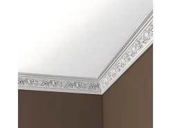 PROFHOME 150274 Eckleiste aus Polyurethan Deckenleiste Stuckleiste 2 m 200 cm x 5,7 cm x 8,6 cm Weiß