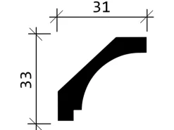 PROFHOME 650157 Eckleiste Stuckleiste Deckenleiste Zierleiste Stoßfest 2 m 200 cm x 3,1 cm x 3,3 cm Weiß