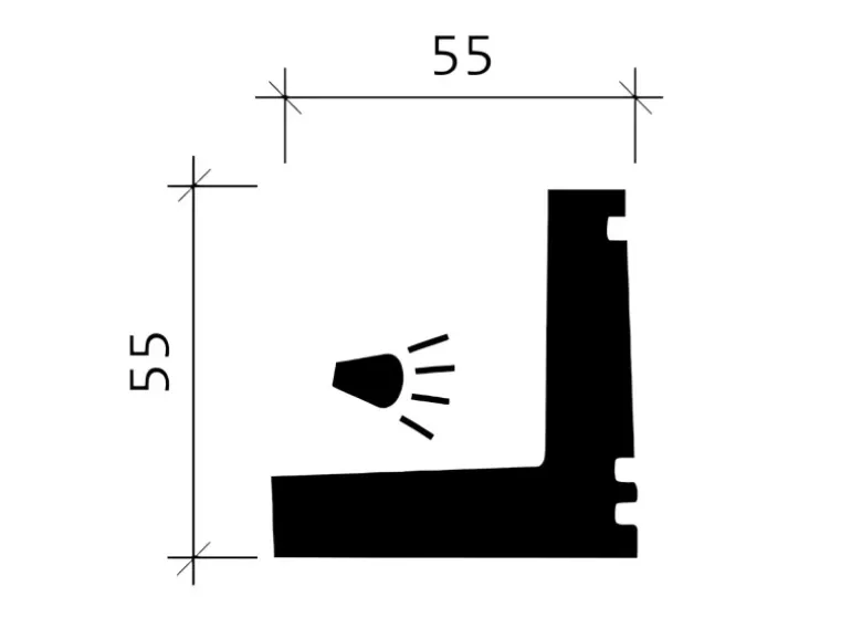 PROFHOME 150226 Eckleiste Zierleiste für indirekte Beleuchtung Stuckleiste 2 m 200 cm x 5,5 cm x 5,5 cm Weiß