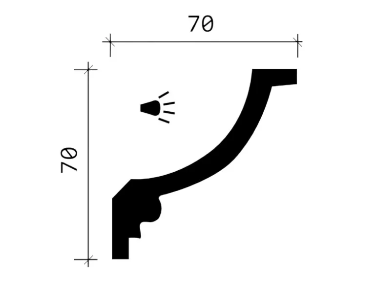 PROFHOME 150208 Eckleiste Zierleiste für indirekte Beleuchtung Stuckleiste 2 m 200 cm x 7 cm x 7 cm Weiß