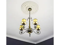 PROFHOME 156001 RoSette aus Polyurethan DeckenroSette Zierelement 69,5 cm 69,5 cm x 6 cm Weiß