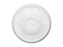 PROFHOME 156030 RoSette aus Polyurethan DeckenroSette Zierelement 39,5 cm 39,5 cm x 3,7 cm Weiß