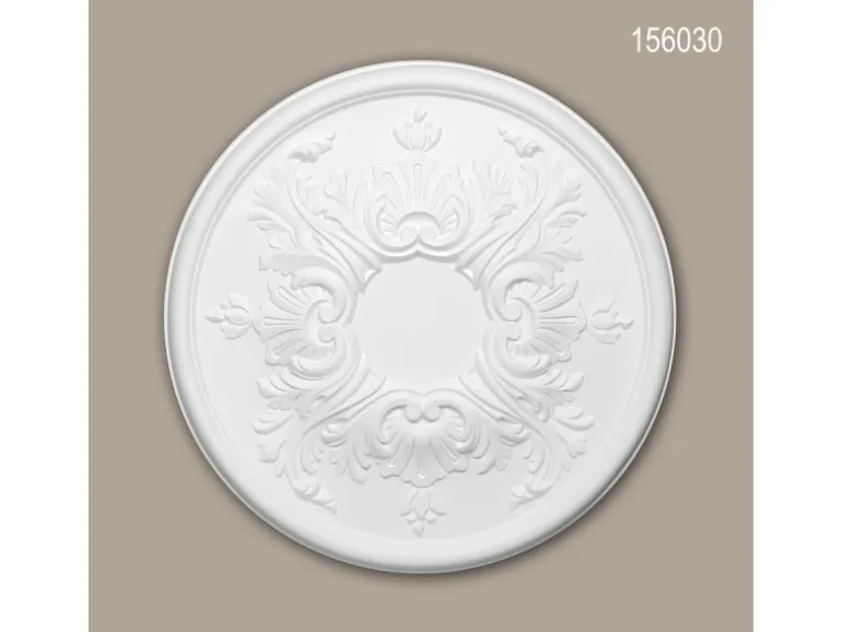 PROFHOME 156030 RoSette aus Polyurethan DeckenroSette Zierelement 39,5 cm 39,5 cm x 3,7 cm Weiß