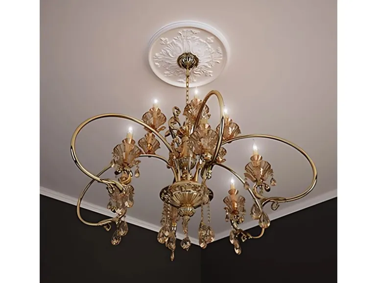 PROFHOME 156030 RoSette aus Polyurethan DeckenroSette Zierelement 39,5 cm 39,5 cm x 3,7 cm Weiß