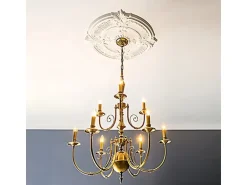 PROFHOME 156026 RoSette aus Polyurethan DeckenroSette Zierelement 77,0 cm 77,0 cm x 5,4 cm Weiß