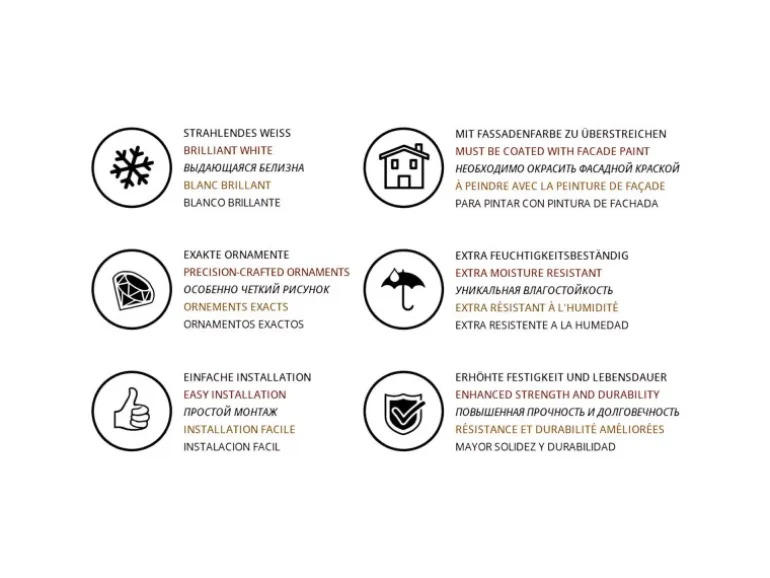PROFHOME 412003 Vollsäulen Segment Fassadenstuck Säule Fassaden Element 43,5 cm x 43,5 cm x 35 cm Weiß