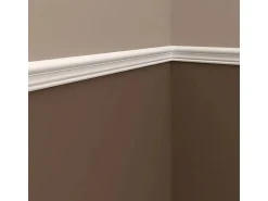 PROFHOME 651400 Wandleiste Stuckleiste Zierleiste Friesleiste Stoßfest 2 m 200 cm x 1,6 cm x 4,4 cm Weiß