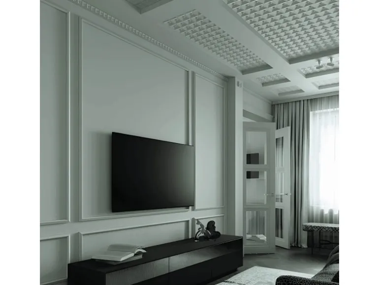 PROFHOME 159817-Box 3D Wandpaneele 1 Karton Set mit 6 Paneelen 1,5 m2 Weiß