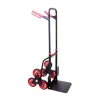 PROREGAL Klappbarer Profi-Treppensteiger TAURUS 150 HxBxT 110 x 45 x 61 cm Traglast 150 kg Stahlrahmen Ergonomische Griffe TPR-Gummiräder Rot-Schwarz