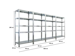 PROREGAL Mega Deal 4x Schwerlastregal Ares HxBxT 180x90x40cm Fachlast 125 kg Verzinkt