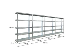 PROREGAL Mega Deal 4x Schwerlastregal Steel Eagle HxBxT 180x120x40 cm Fachlast 130kg Verzinkt