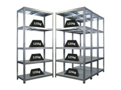 PROREGAL Mega Deal 4x Schwerlastregal Ragnar HxBxT 180x90x40cm 5 Stahlplatten-Ebenen Fachlast 125 kg Verzinkt